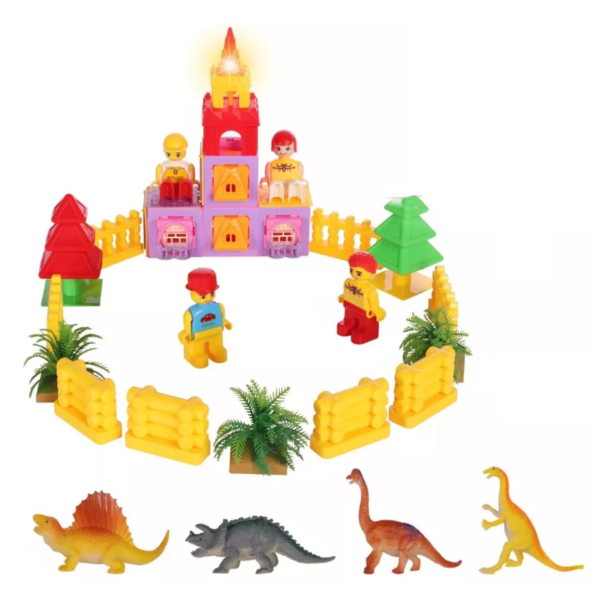 Bloque De Construcci&oacute;n Magn&eacute;ticos Dinosaurios Castillo Ni&ntilde;os Amarillo image number null
