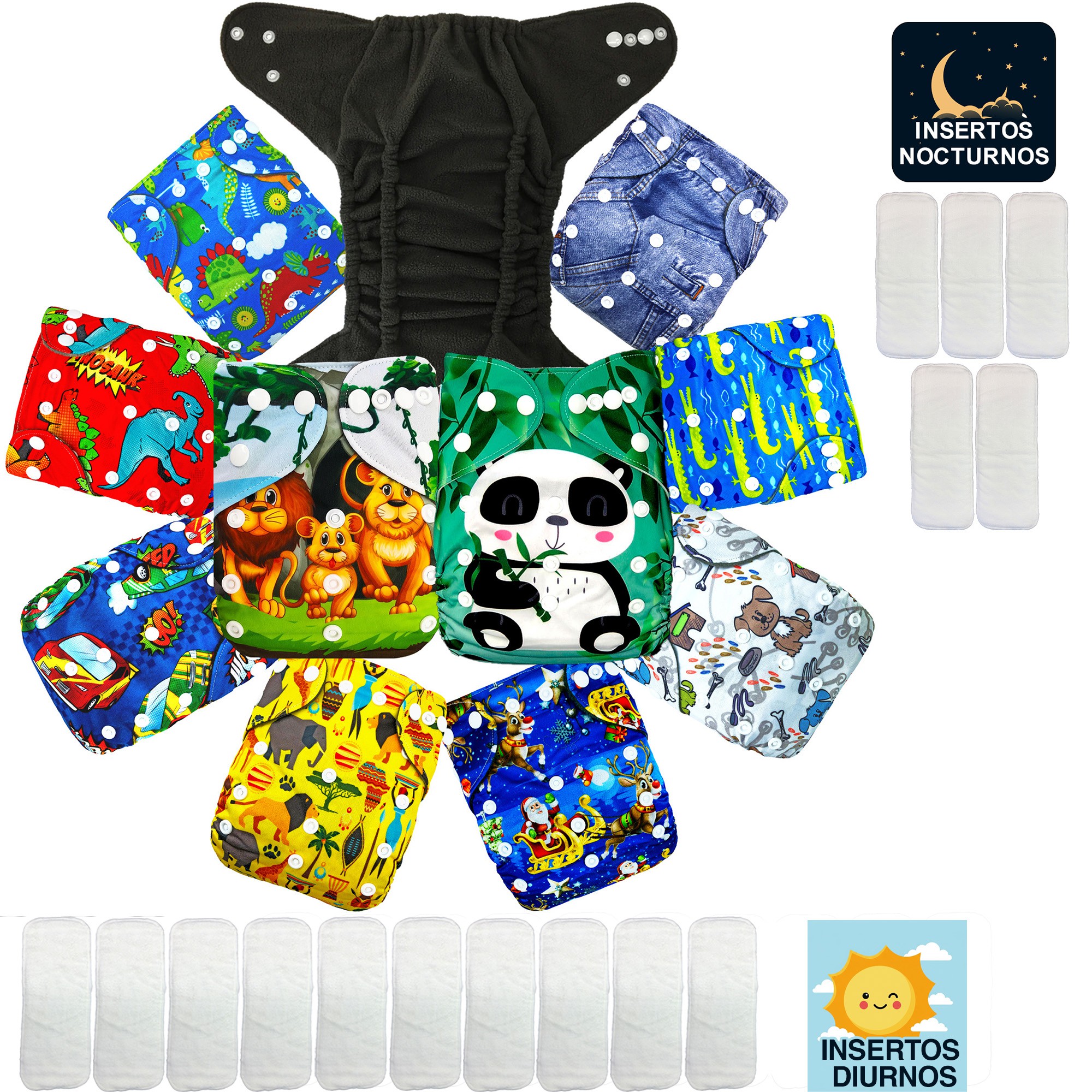 Pa&ntilde;ales de Tela Ecol&oacute;gicos EcoBaby Original Pack 10 Doble Barrera con 15 Insertos image number null