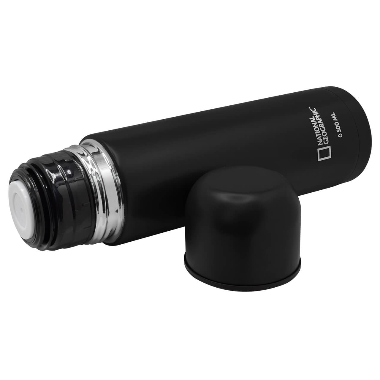 Termo tipo bala Nat Geo, CONSERVE AND PROTECT, acero inoxidable de 500 ml, THNG21, negro mate image number null
