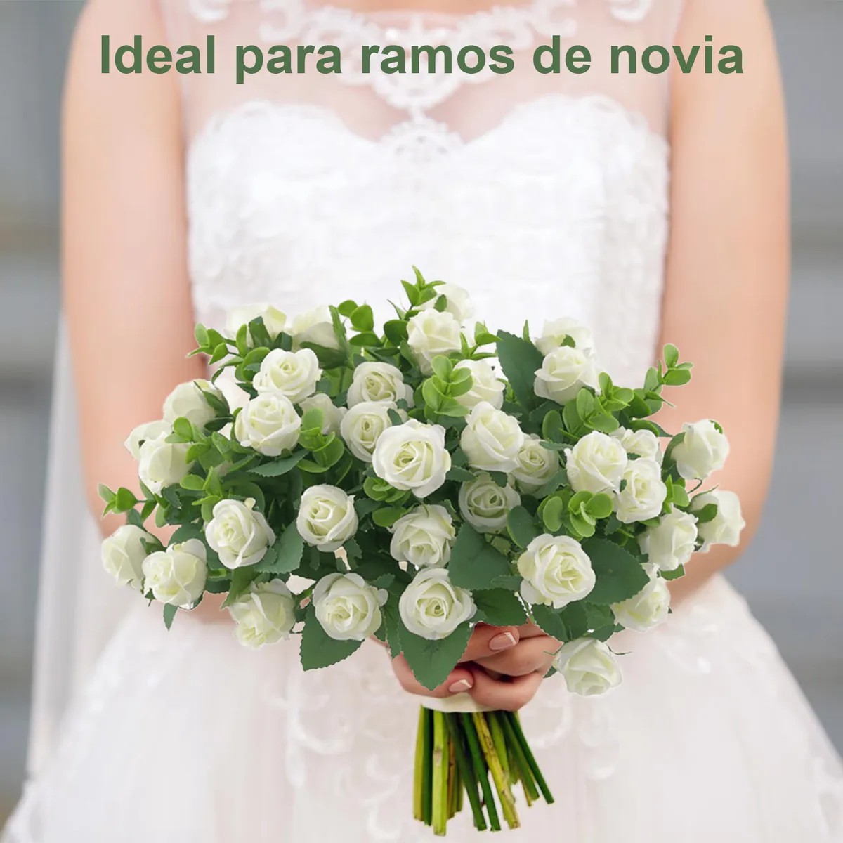 5 Ramos Flores Rose Artificiales Rama Decorativa 50 Flores Blanco image number null