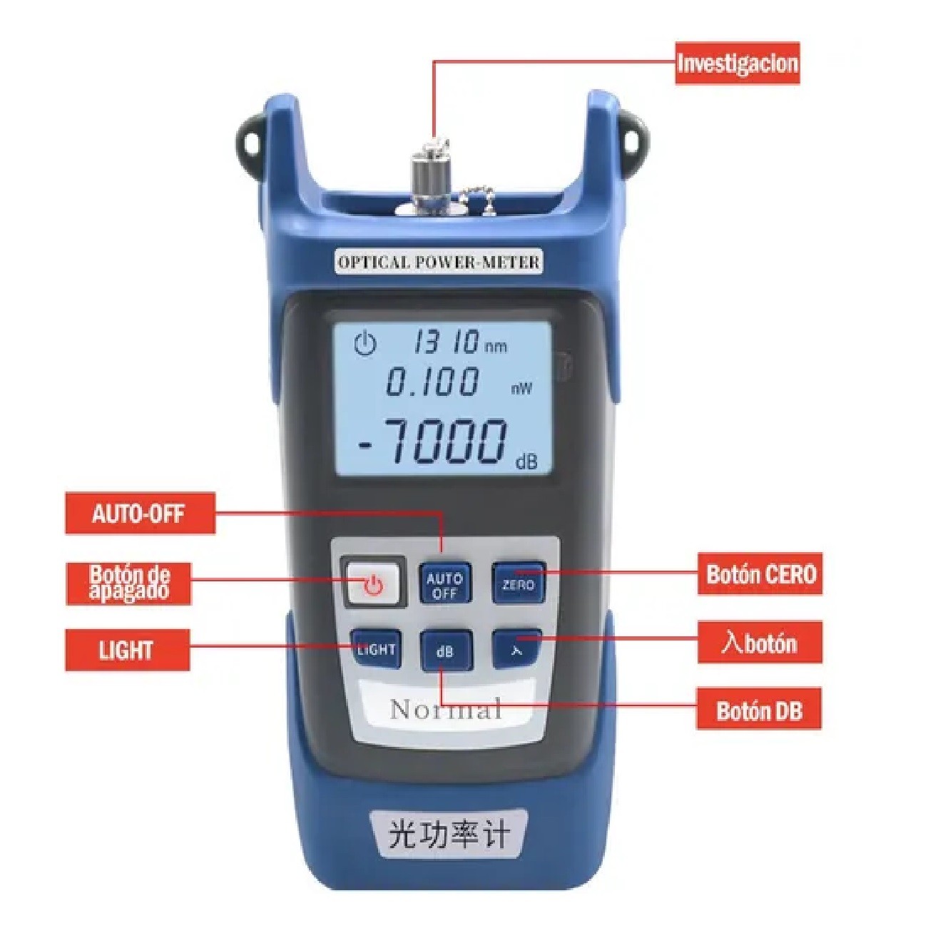 Medidor Potencia Fibra &Oacute;ptica Localiza Fallas Y L&aacute;mpara 10km Azul image number null