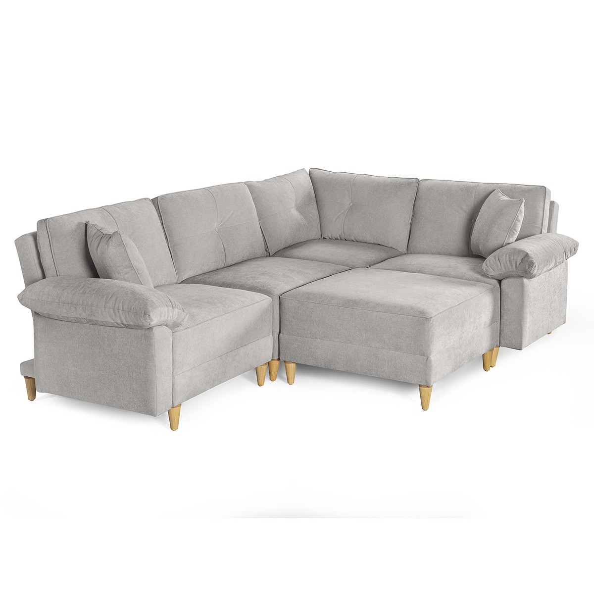 Sala de 5 mod&uacute;los Makora Maristella con Memory Foam, Color Gris Claro Chenille, Respaldo Reclinable de 3 Posiciones image number null