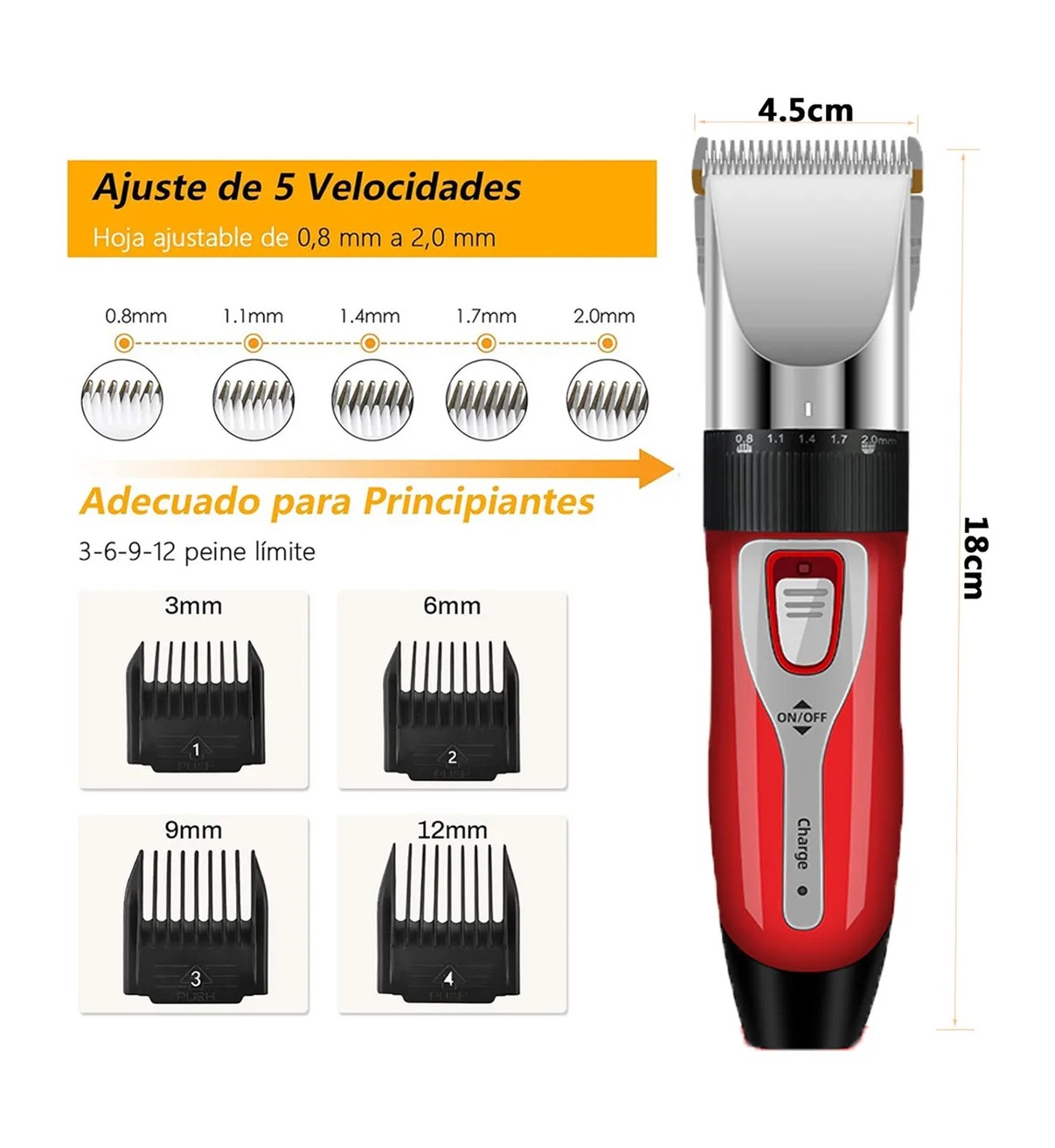 Maquina Rasuradora Perros Y Gatos M&aacute;quina De Cortar Pelo Malubero Rojo image number null