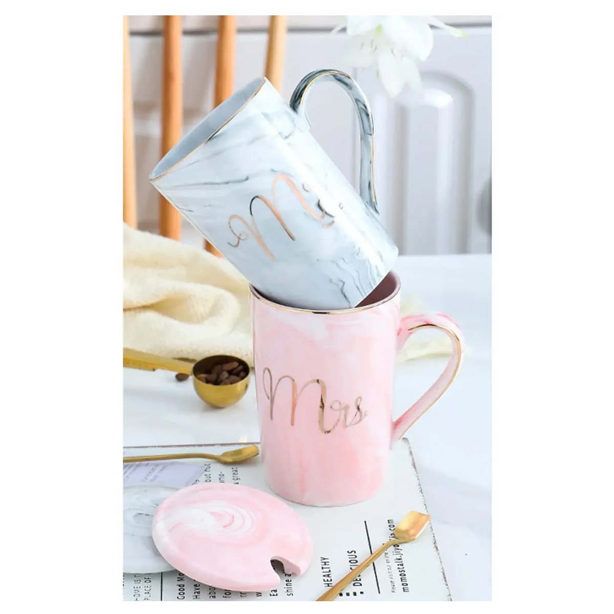 Juego De Tazas Para Cafe Pareja Gray Pink image number null