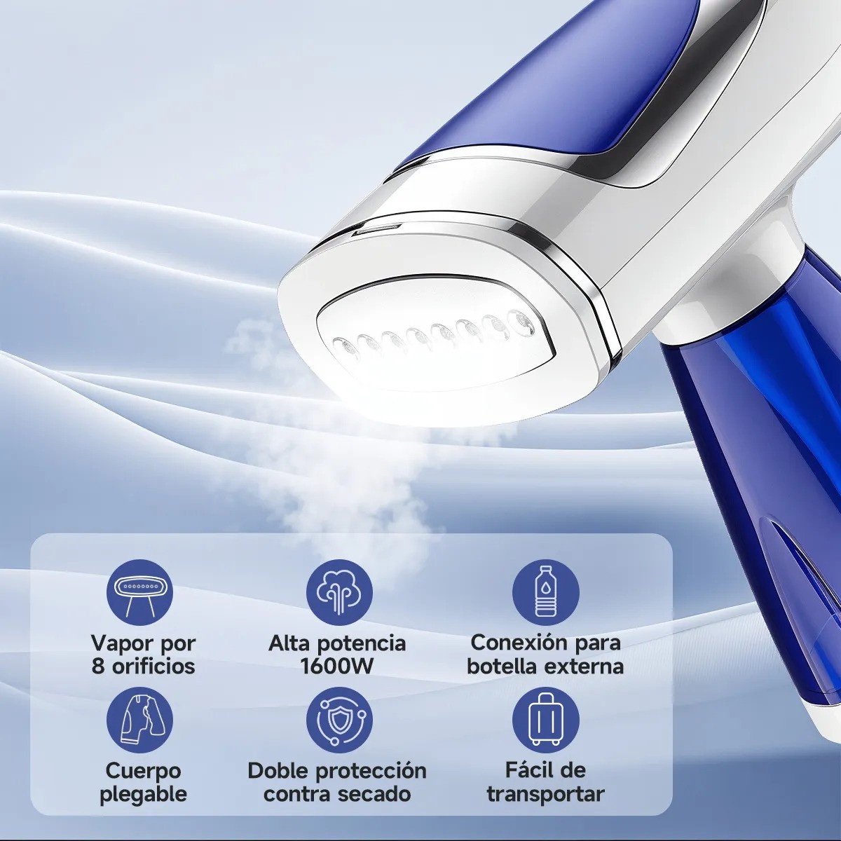 Planchas De Vapor Plegable Con Tres Velocidades De Mano BLANCO CON AZUL image number null