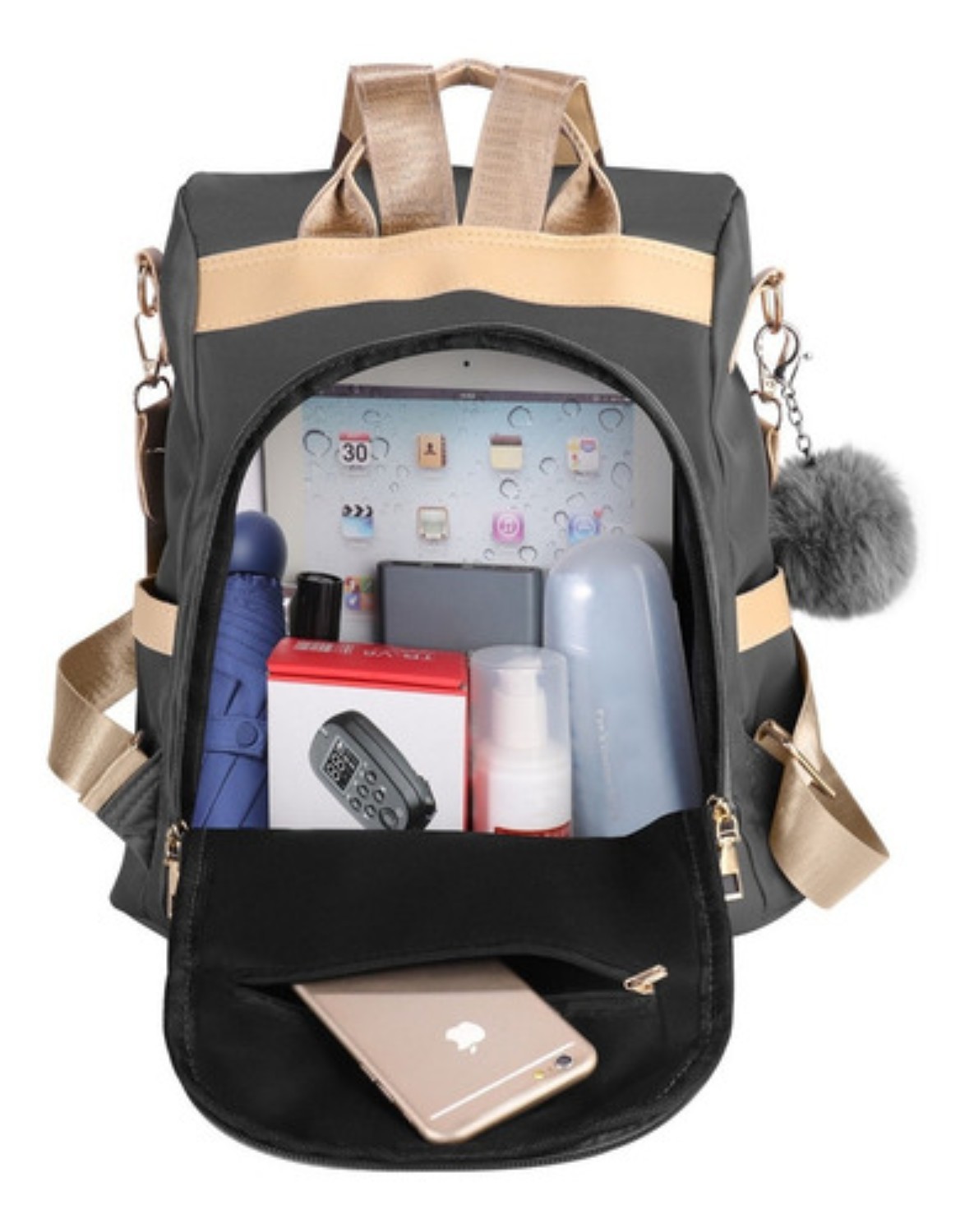 Mochila Mujer Pa&ntilde;o De Oxford Impermeable Anti-robo Monedero Gris image number null