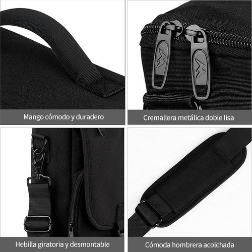 Maletin Portafolio Crossbody Para Laptop 15.6 Pulgada Hombre negro. image number null