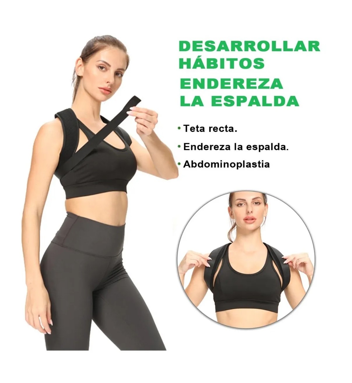 Corrector Postura Espalda Para Hombre Y Mujer Ajustable Faja L Negro Malubero image number null