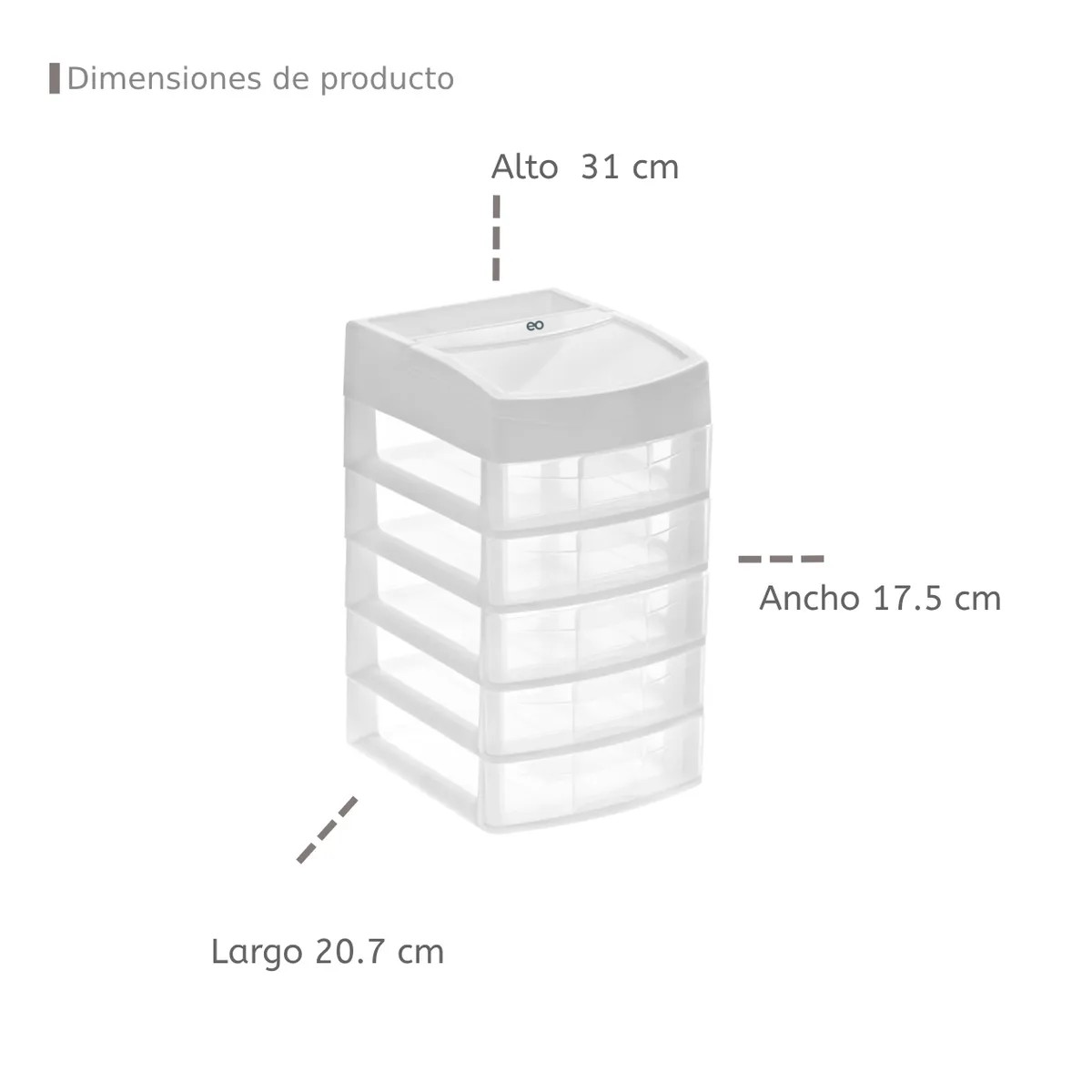 Mini Cajonera Organizador De Escritorio 5 Cajones Blanco image number null