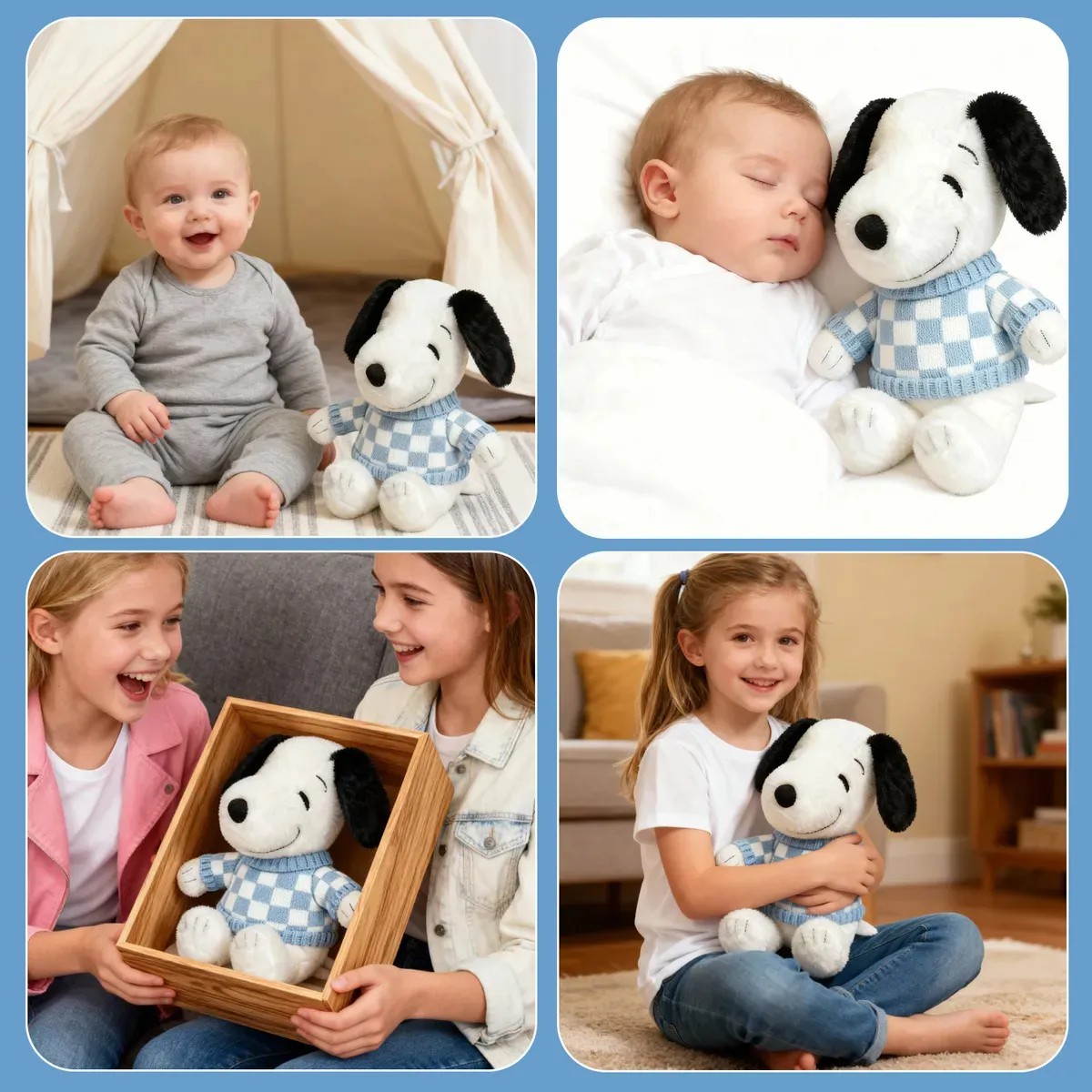 Peluche Snoopy con Su&eacute;ter Azul a Cuadros image number null