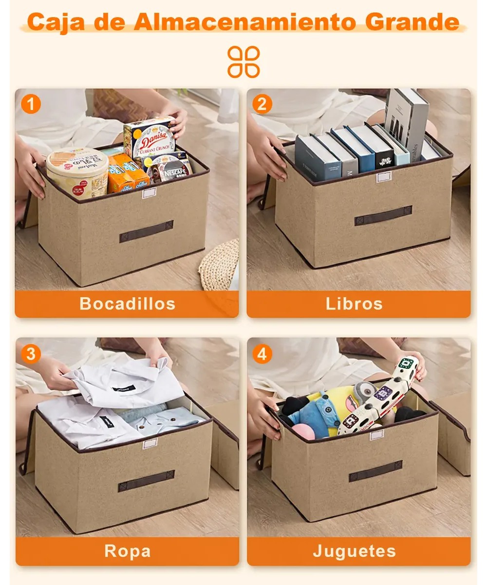 Cajas Organizadoras De Tela Plegable Con Tapa 6 Piezas Color Amarillo image number null