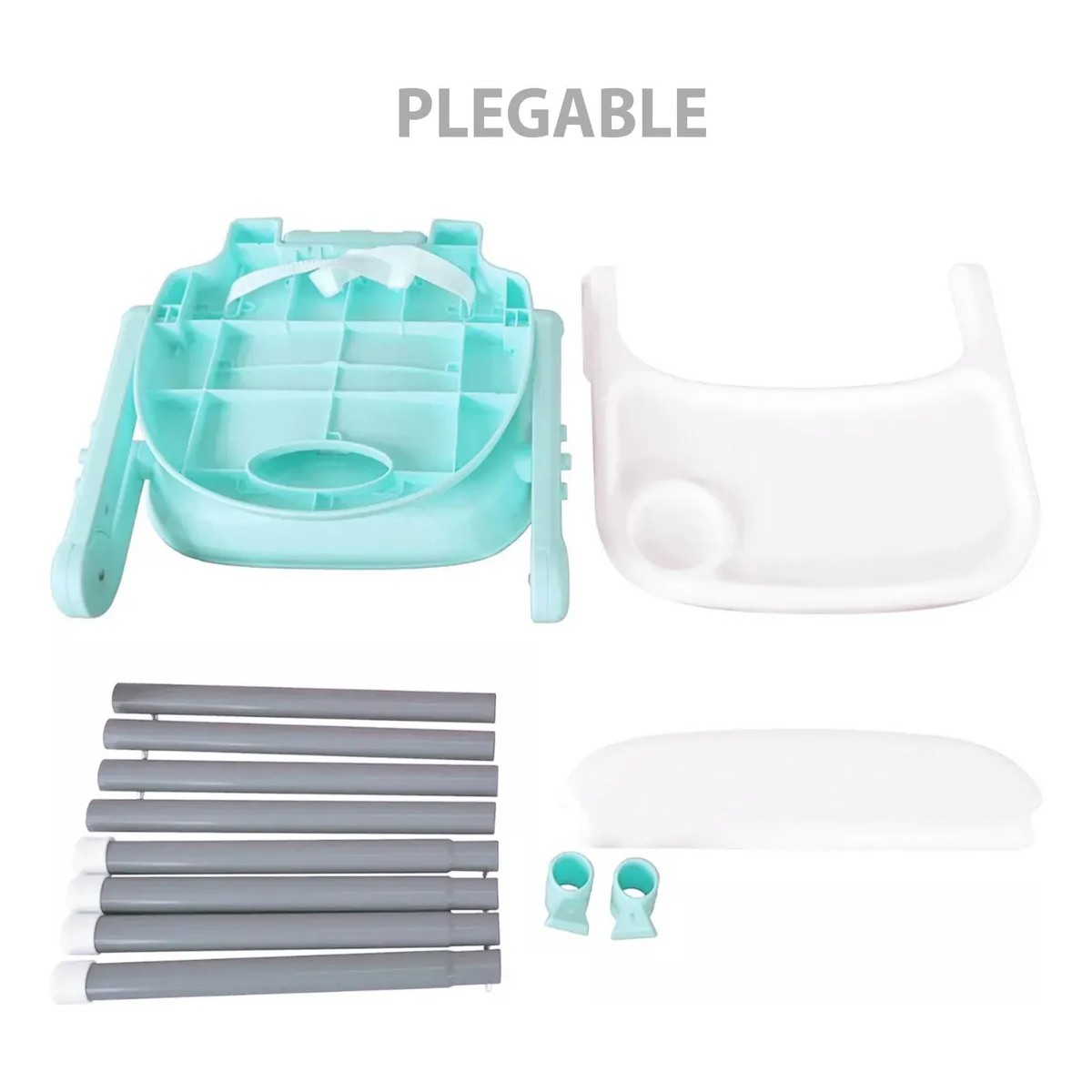 Silla Alta Periquera Plegable 3 en 1 Con Bandeja Ajustable Color Verde Claro image number null