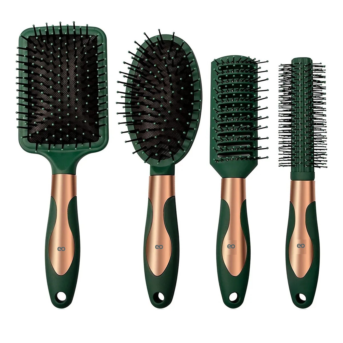 Herramientas De Peluquer&iacute;a Peine Redondo Para Peluq 4 Piezas Color Verde image number null