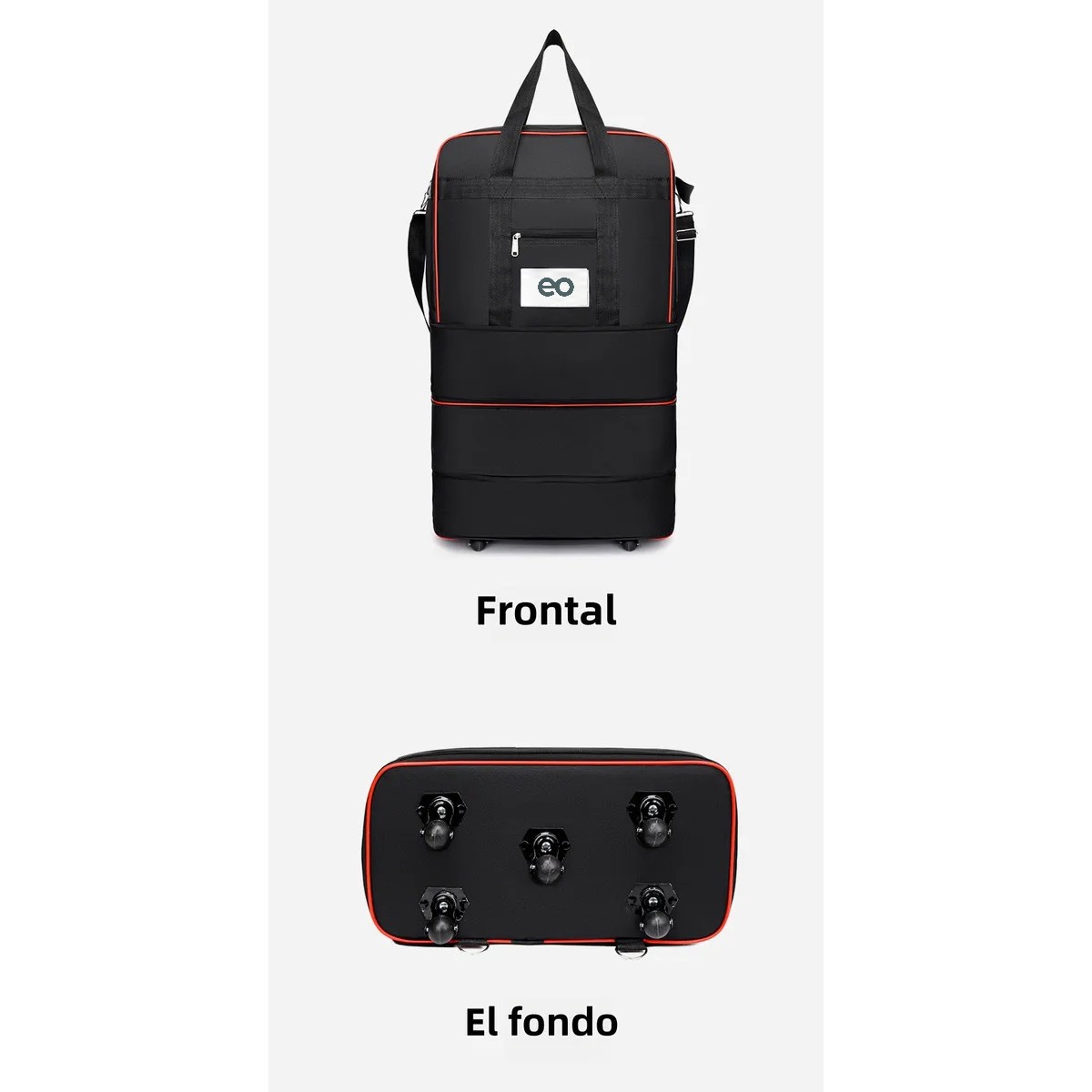 Maleta Deportiva Viaje Bolsa Mochila Gym Con Ruedas Color Negro 60l image number null