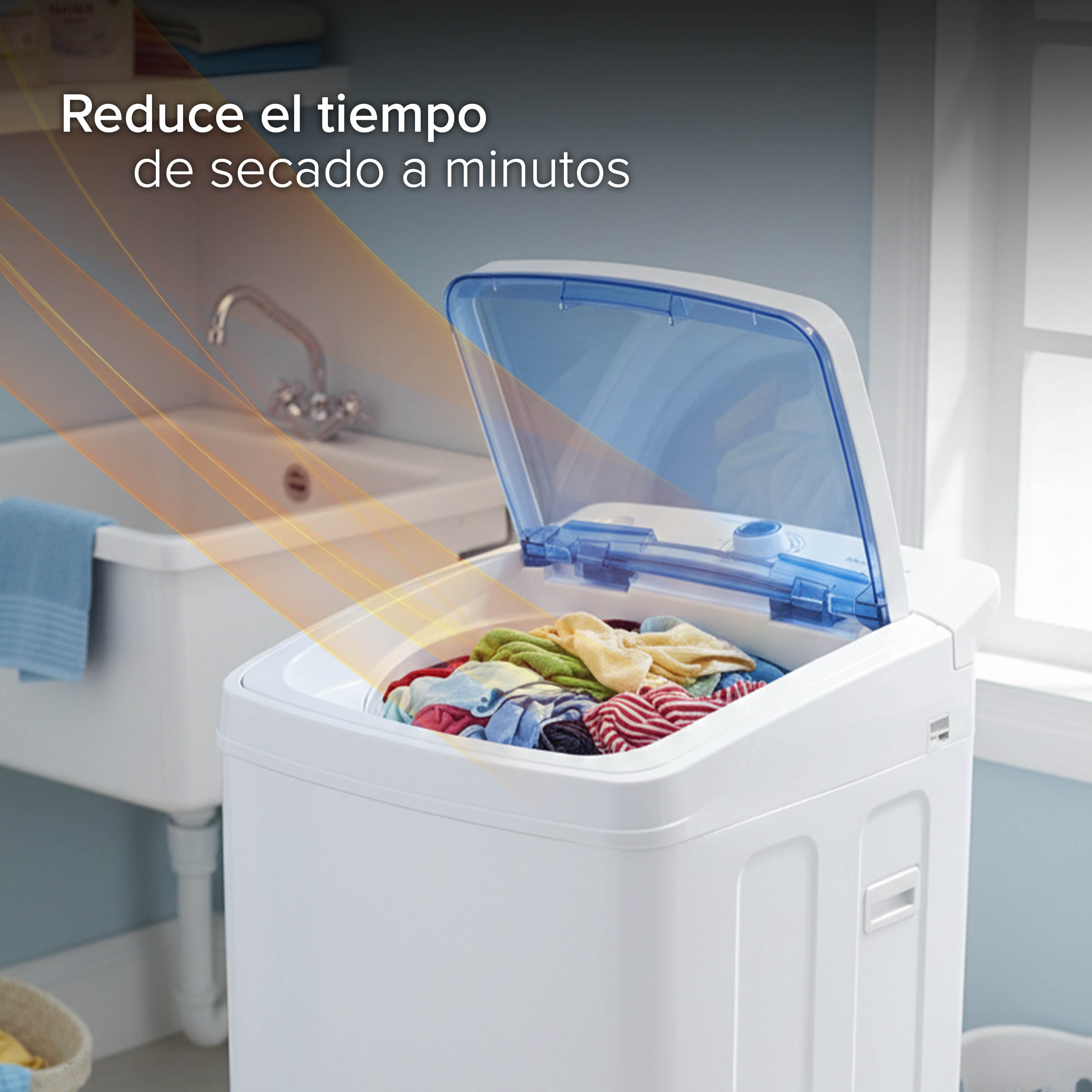 White Westinghouse Secadora centr&iacute;fuga 6kg Tapa abatible pl&aacute;stico Cesta acero inoxidable Funcionamiento silencioso image number null