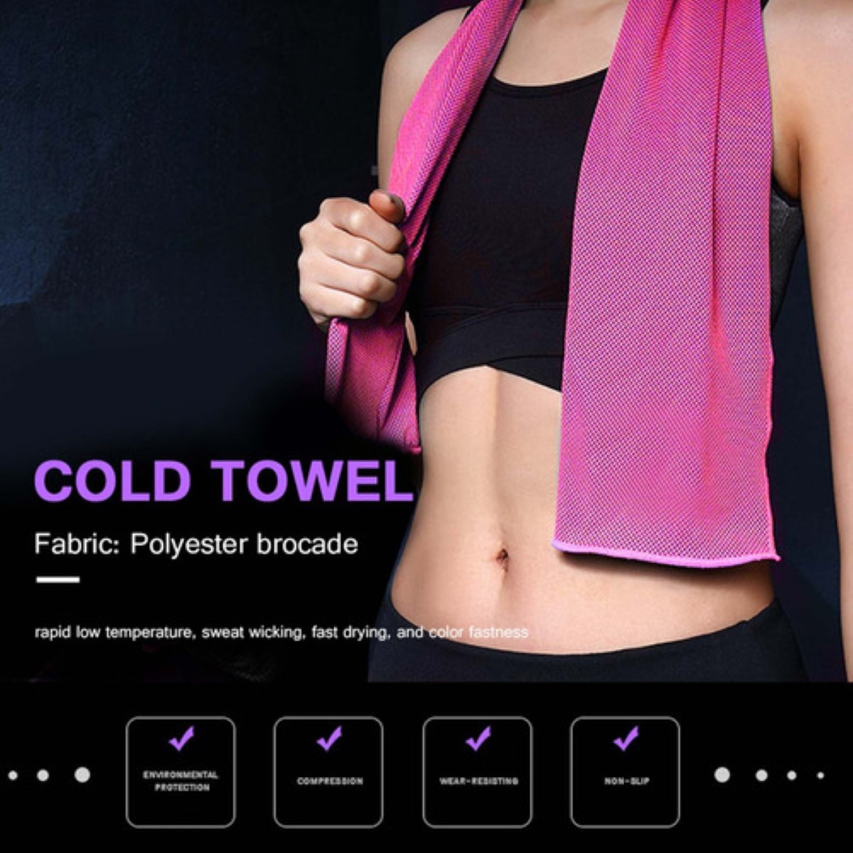 Toalla Deportiva Microfibra Seca R&aacute;pido 2 Pcs Rosa image number null