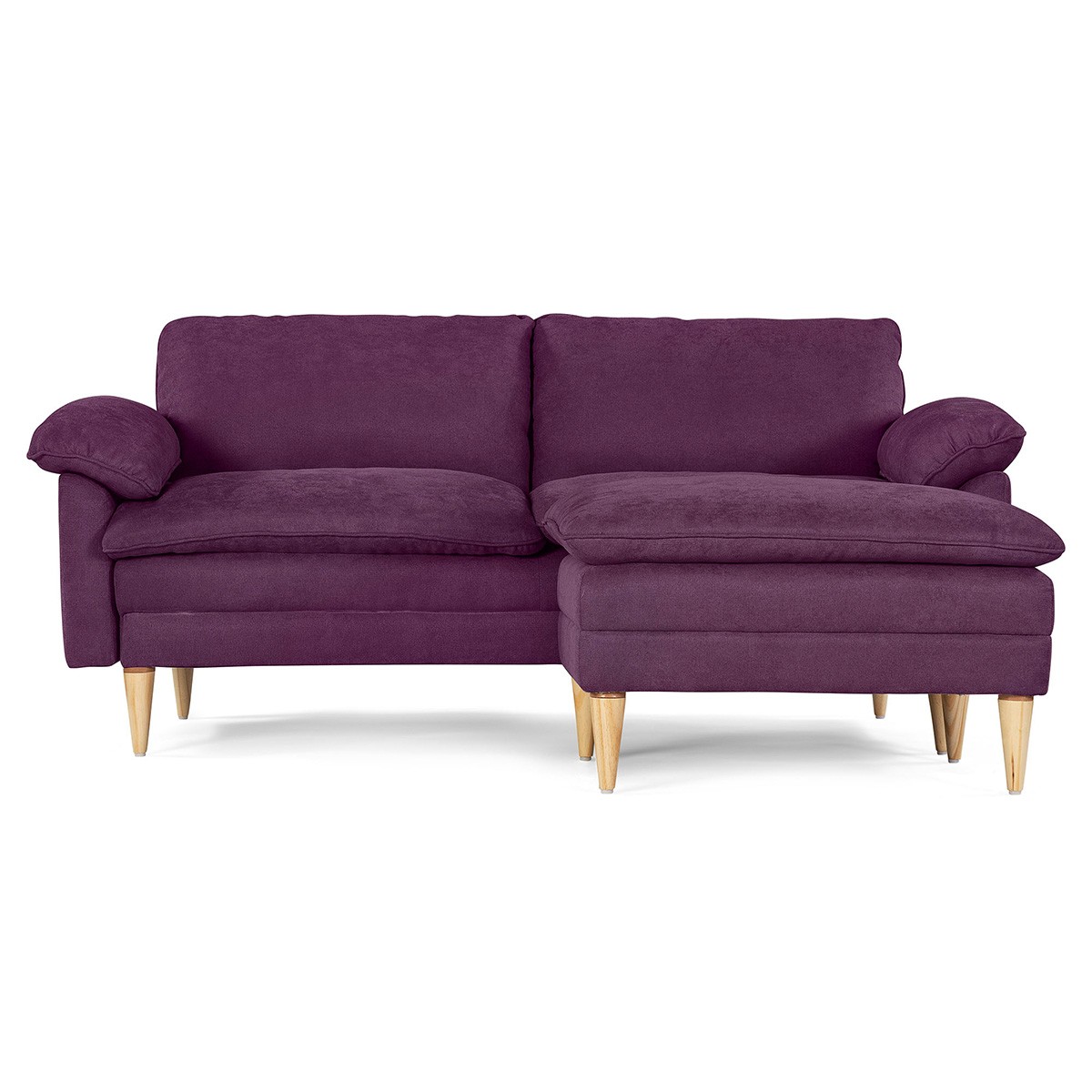 Sof&aacute; Cama Reclinable 3 Posiciones Makora Remmy Morado con Memory Foam y Taburete image number null