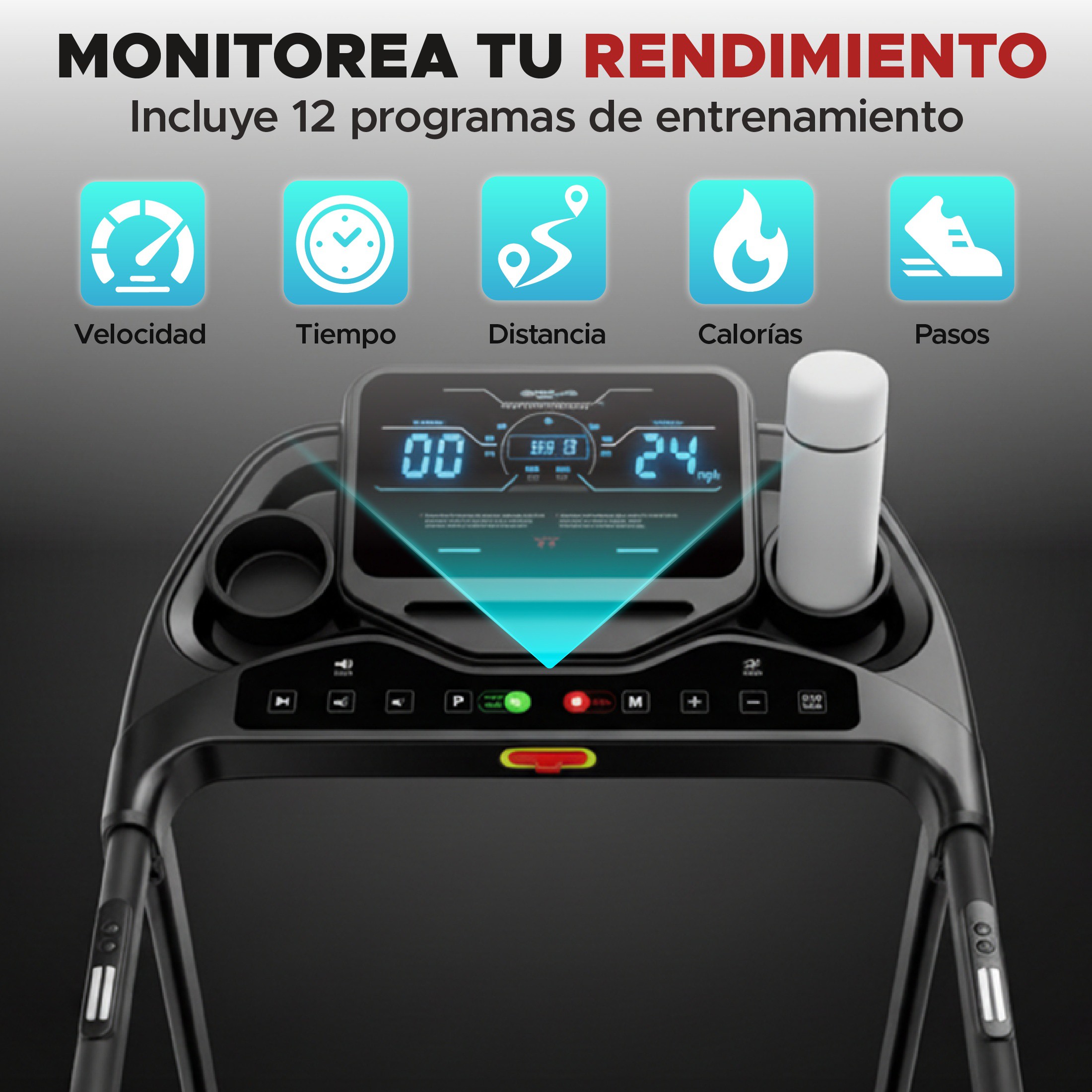 Caminadora X-Rush Calypso Plegable 1.5HP, 14 km/h, 2 Niveles Inclinaci&oacute;n Pantalla LED image number null