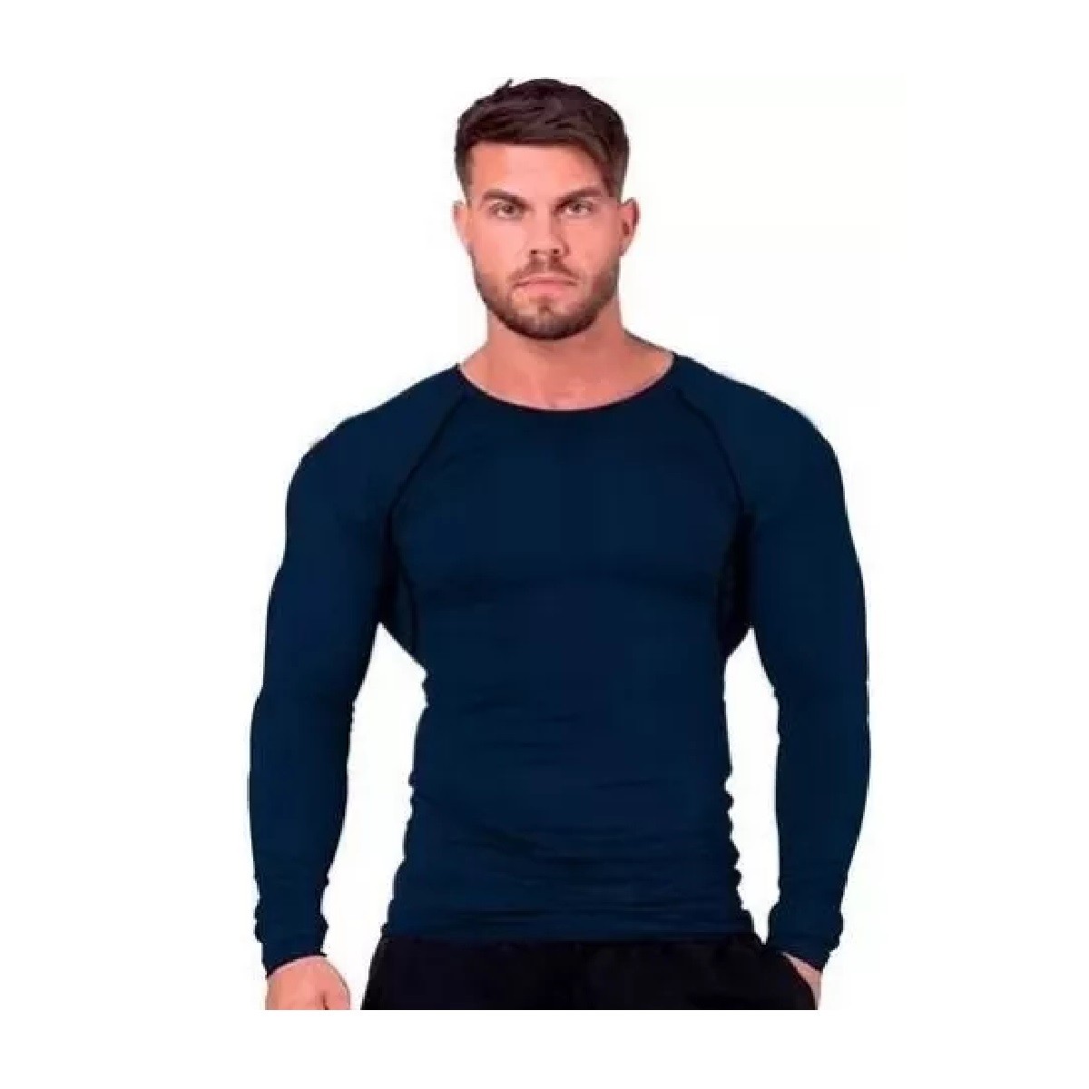 Playera Licra Deportiva Secado R&aacute;pido De Compresi&oacute;n Marino Xl image number null