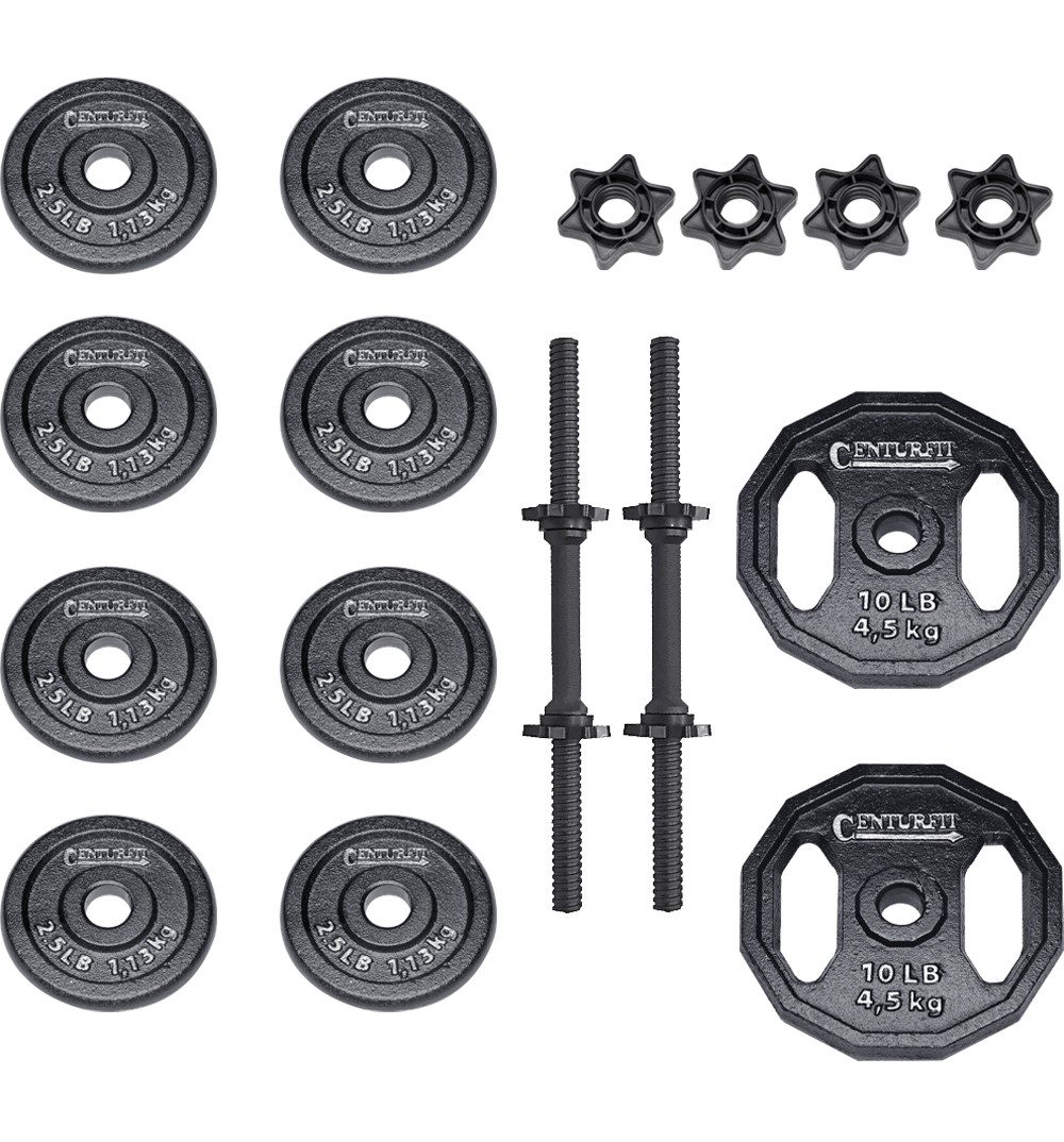 Kit Mancuernas 40 lbs Set Pesas Discos Barra Mancuerna Gym image number null