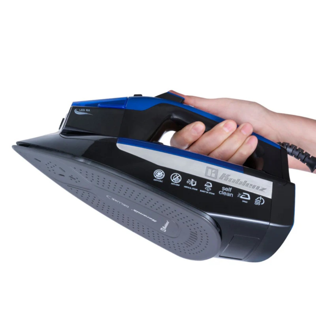 Plancha Koblenz PKK-950 SAZ Secure Keramik Deluxe 1,800 Watts Azul/Negro END3**. image number null