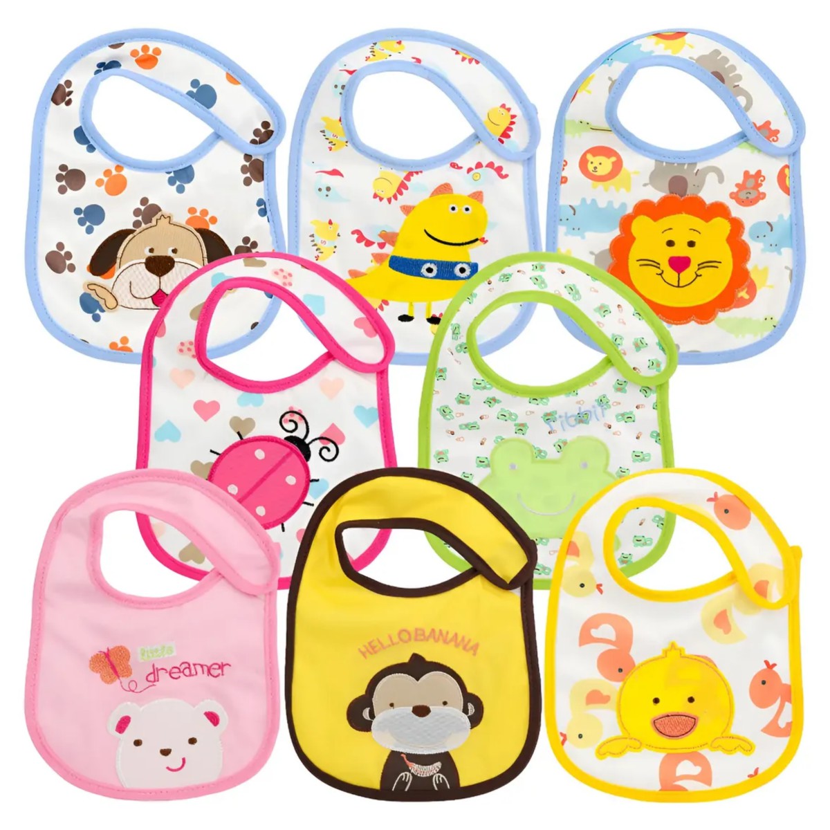 Juego De 8 Baberos Impermeables Para Bebe Unisex image number null