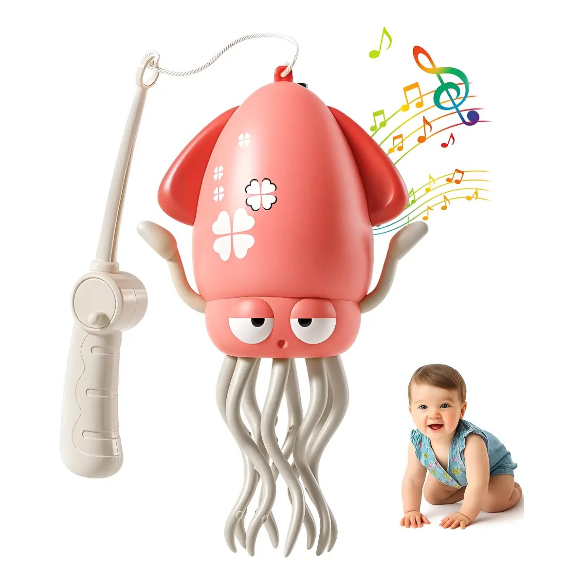 Juguete de Arrastre Pulpo con Sensor, M&uacute;sica y Luz LED para Beb&eacute;s image number null