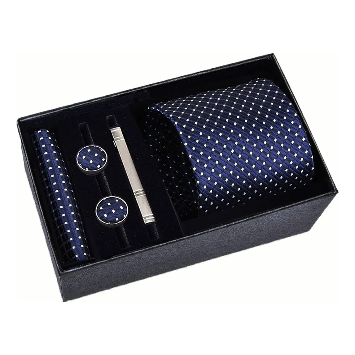 Corbata Pa&ntilde;uelo Mancuernilla Hombre 5 Piezas Color y Dise&ntilde;o:Estilo A image number null