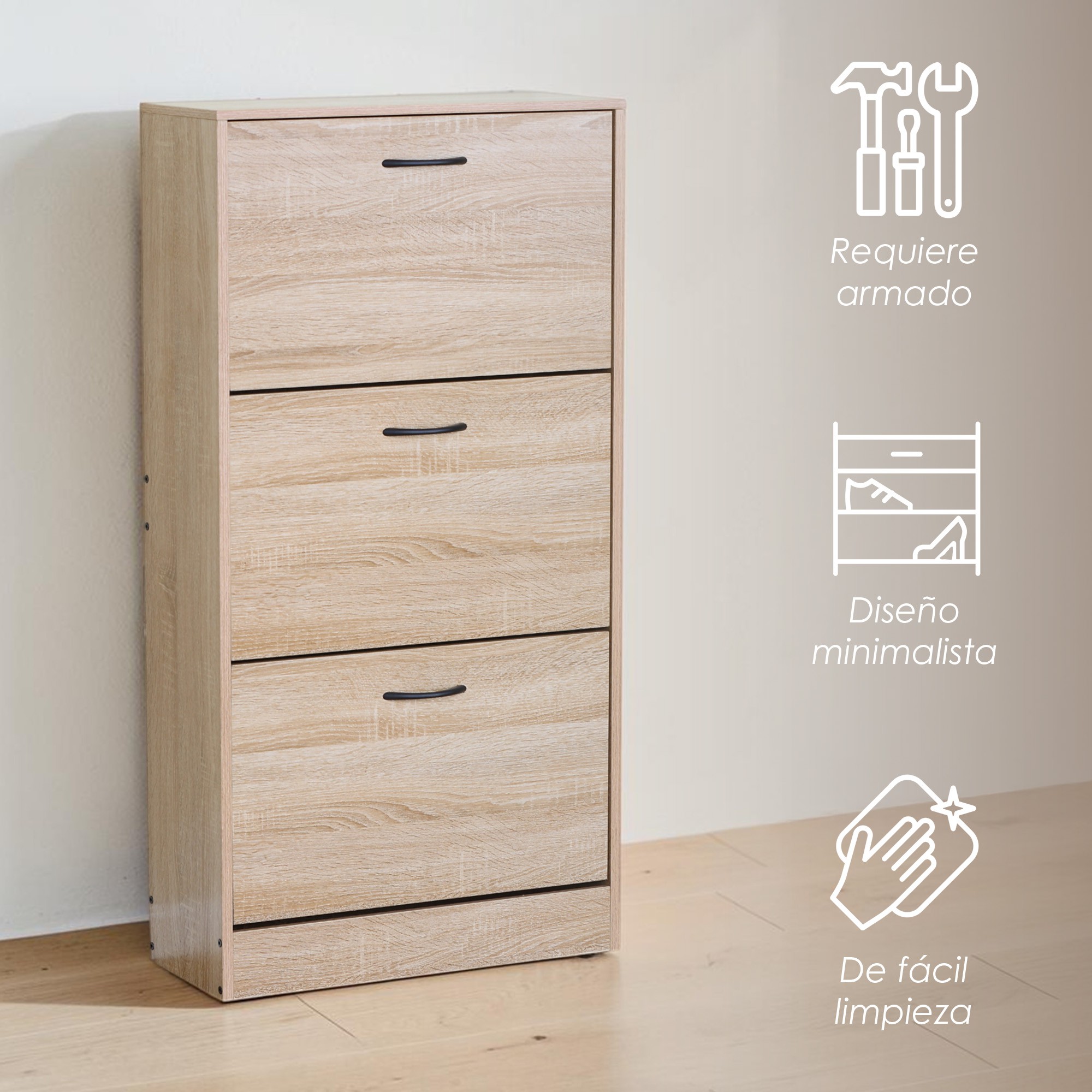 Ilios Innova | Zapatera Minimalista de 3 Compartimientos para 18 Pares, Organizador de Calzado para Rec&aacute;mara y Pasillo image number null