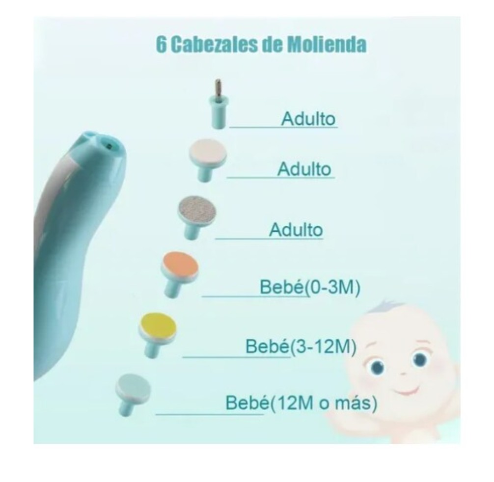Lima De U&ntilde;as Beb&eacute; Corta&uacute;&ntilde;as Para Bebe El&eacute;ctrico Con Luz Led image number null