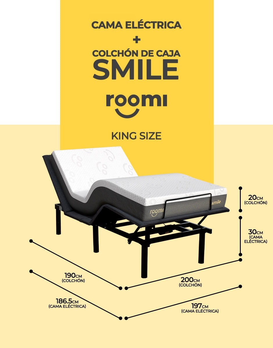 Cama El&eacute;ctrica + Colch&oacute;n King Size Roomi Smile image number null