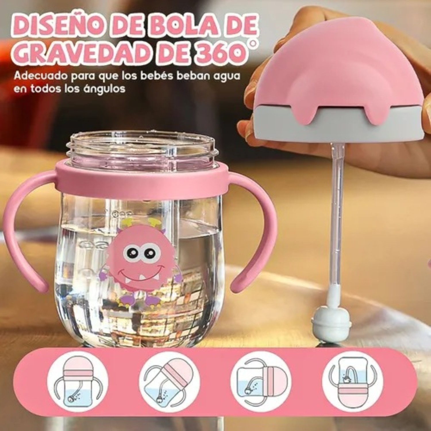 Vaso Entrenador 360 Antiderrames Beb&eacute;s Rosa y Azul image number null