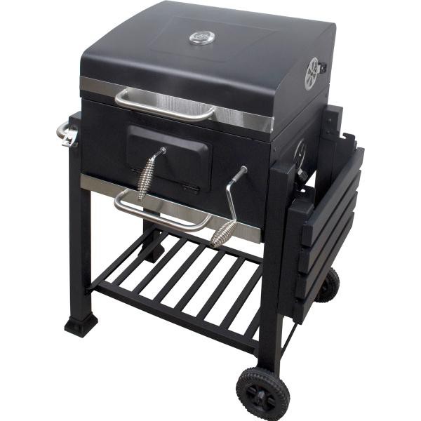 Asador Carbon 24 Pulgadas Con Parrillas Altura Ajustable Ahumador Termometro image number null