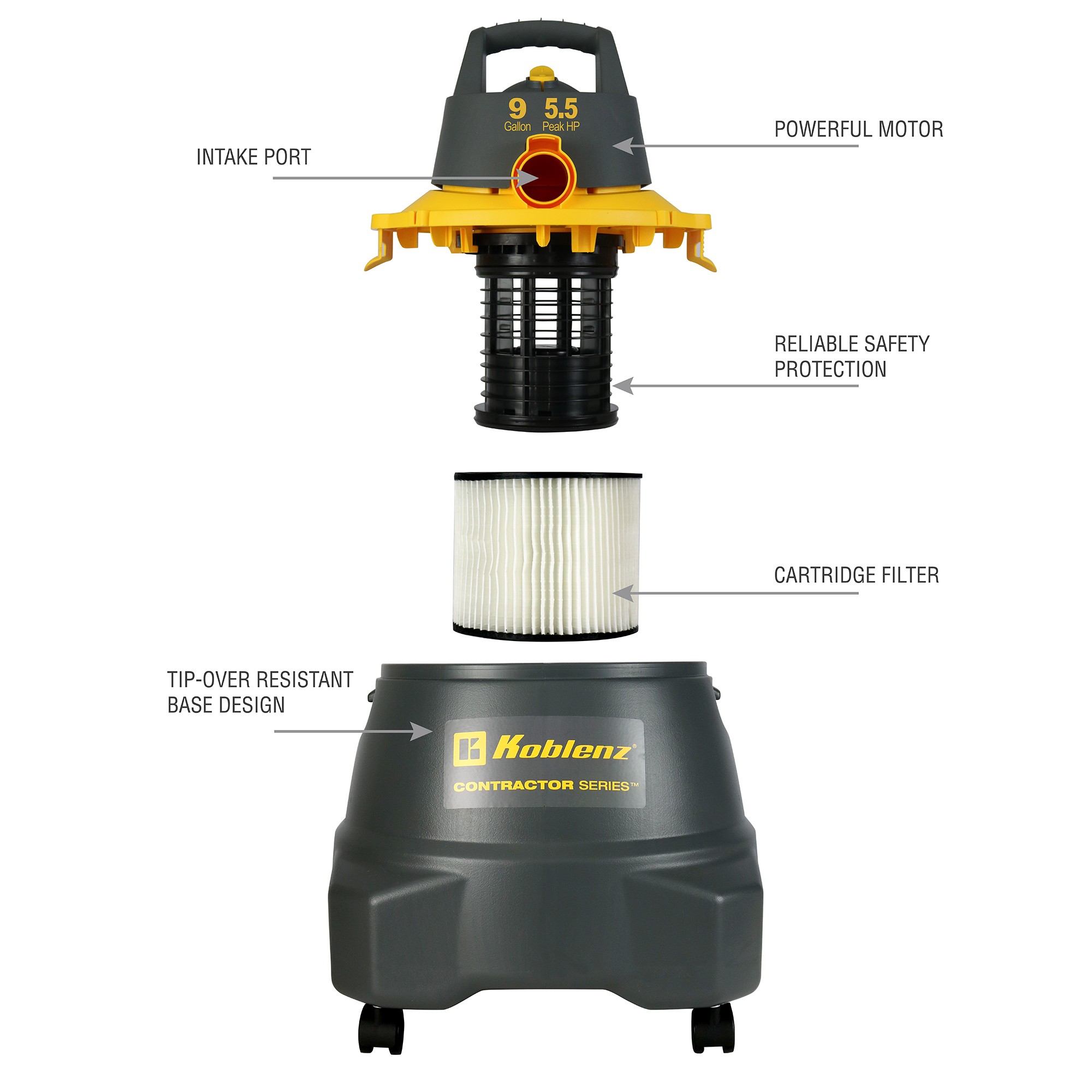 Aspiradora de uso Rudo Koblenz WD-9 C212 9 Gal. para Taller Gris. image number null
