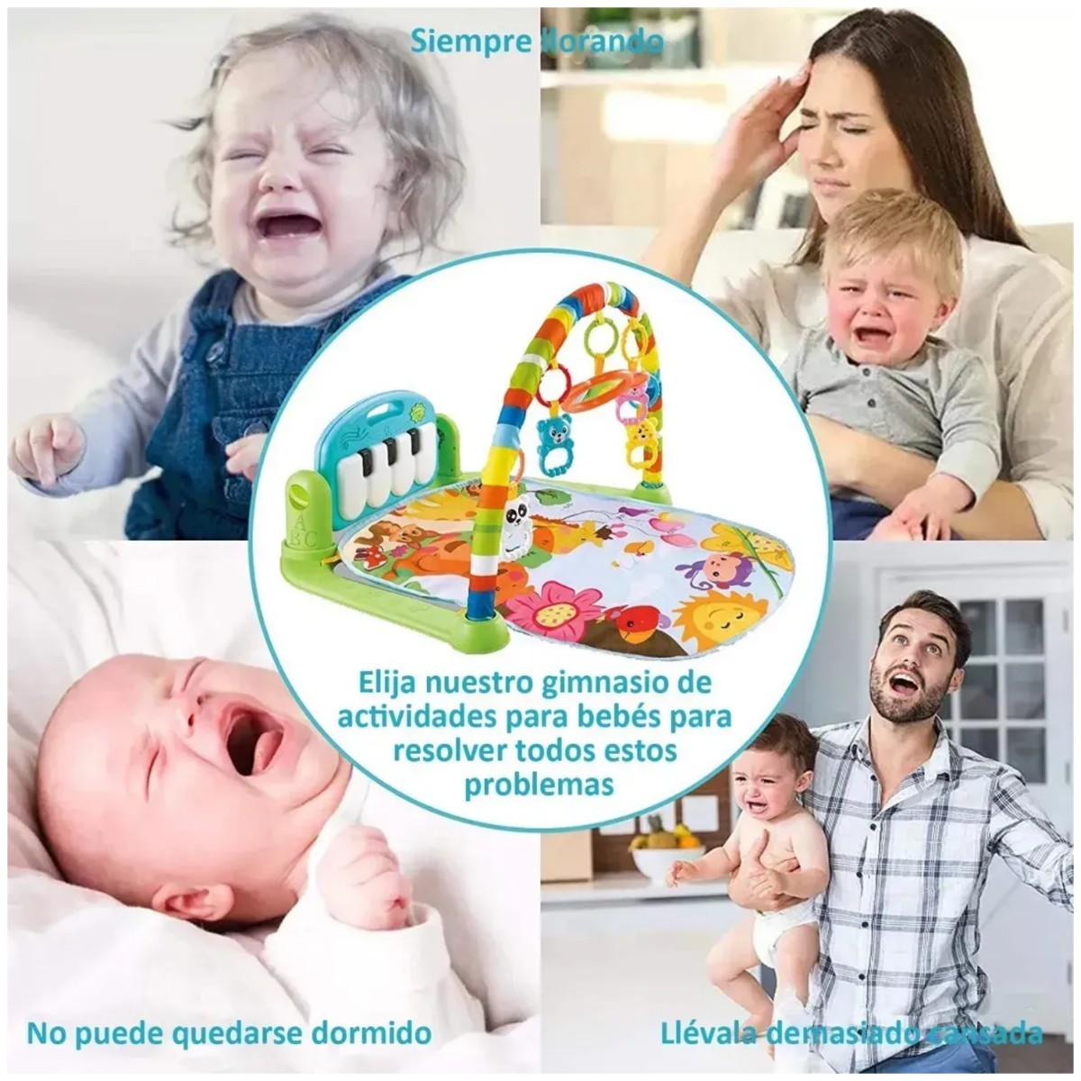 Gimnasio Acolchado Tapete Bebe Alfombra Infantil Con Piano Verde image number null
