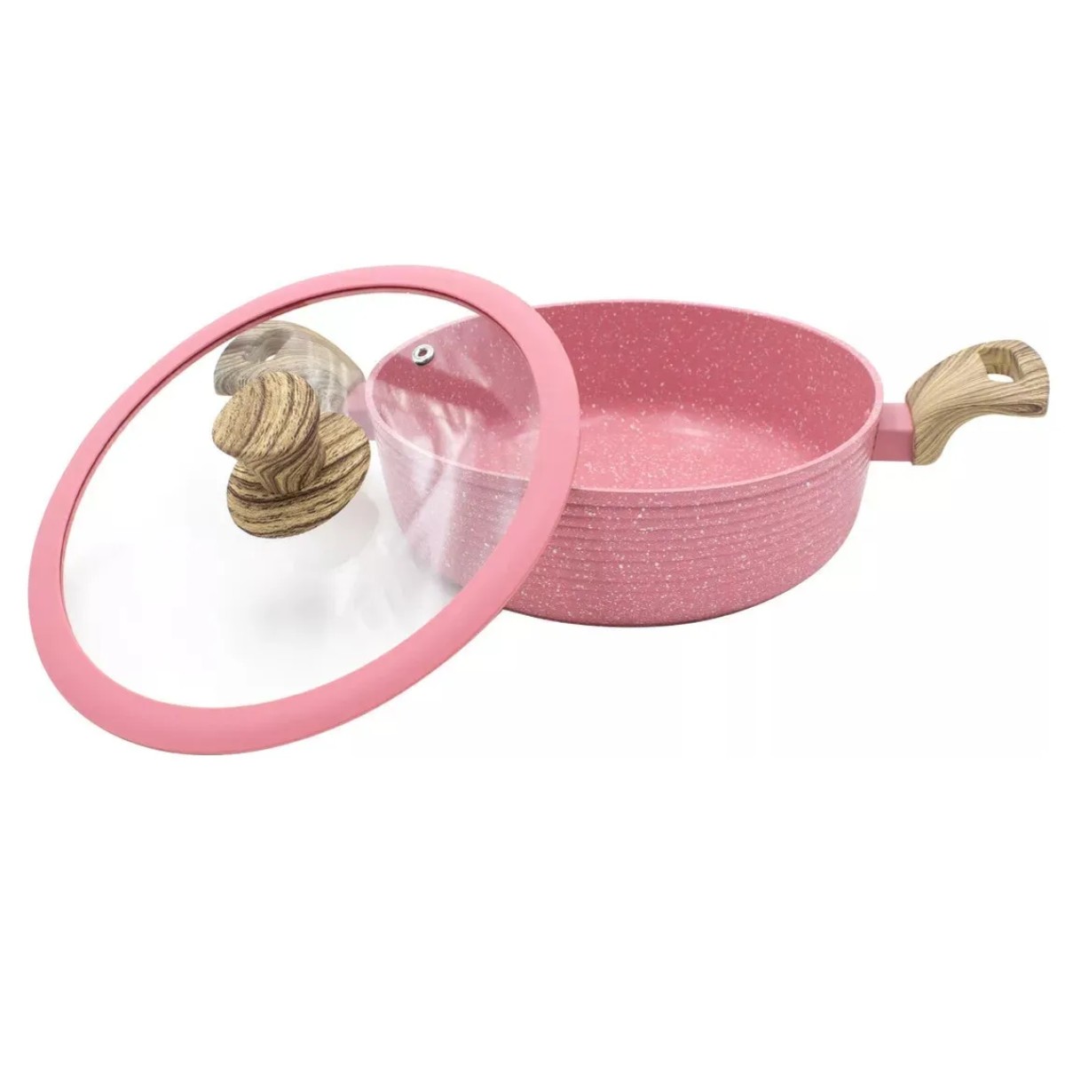 Juegos De Sartenes Aluminio Baterias Sartene Antiadherentes Color Rosa image number null