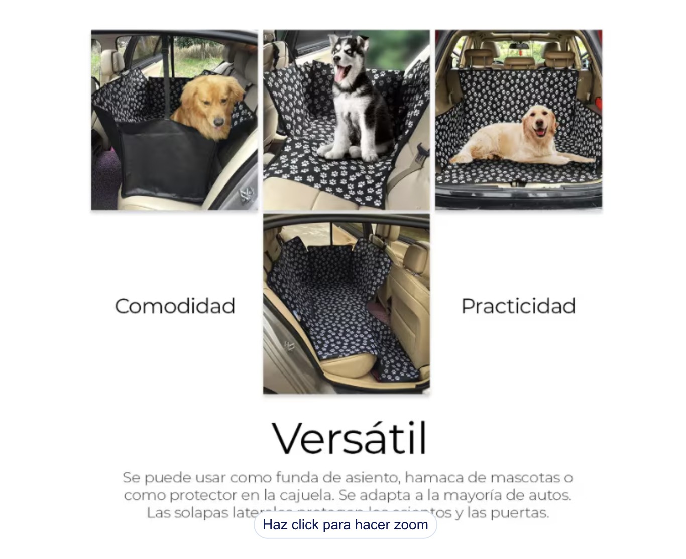 Funda Impermeable Coche Cubre Asiento Mascota Auto Perro Color Negro image number null