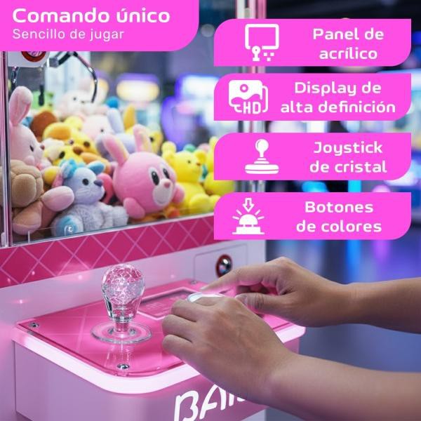 Mini M&aacute;quina Garra Peluche Mini Doll Caza Luz Sonido Rosa Audiotek image number null