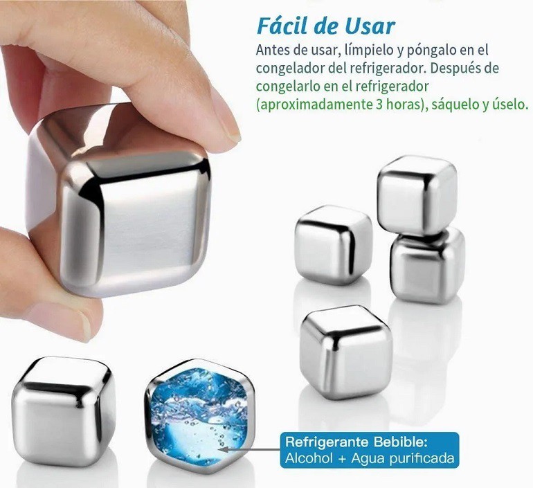 Kit Cubos De Hielo Acero Inoxidable 8 Pzs image number null