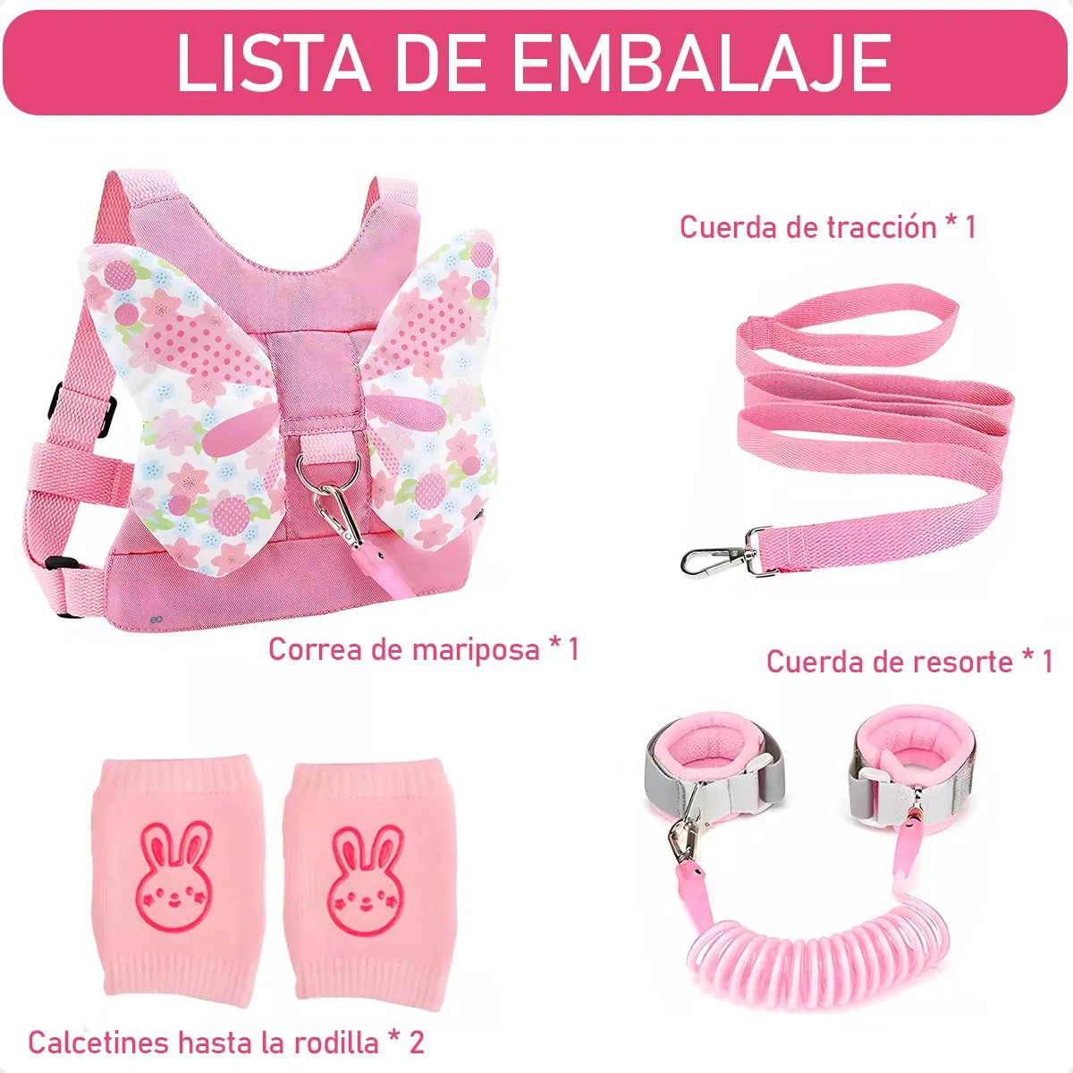 Arnes Para Seguridad Para Ni&ntilde;os 1-10 A&ntilde;os 3 En 1 Respirable Rosa Libelulas image number null