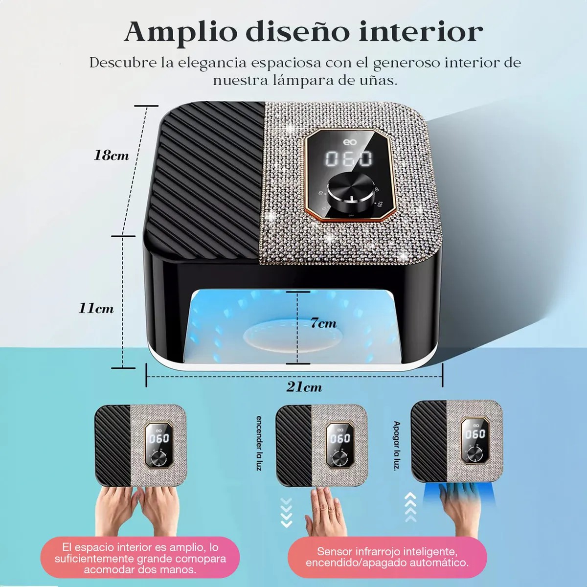 L&aacute;mpara De U&ntilde;as 288w L&aacute;mpara Uv Negro image number null