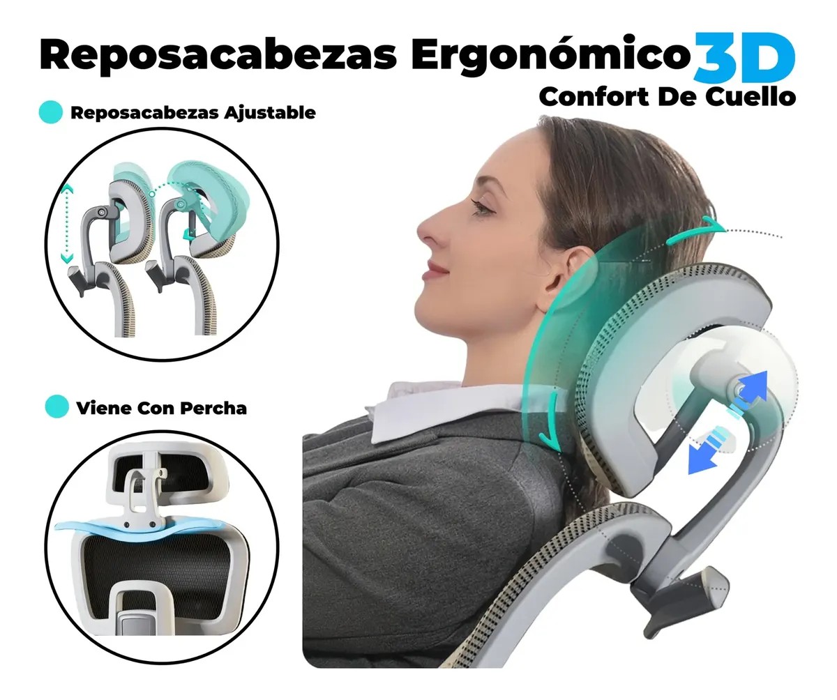 Silla De Oficina Ergon&oacute;mica Ejecutiva Reclinable Negra/gris image number null