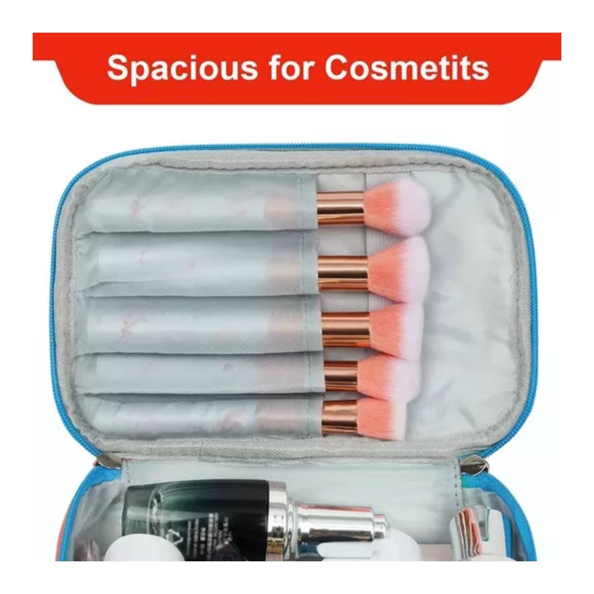 Bolsa De Maquillaje Cosm&eacute;ticos Viaje Organizador Impermeable Rojo image number null