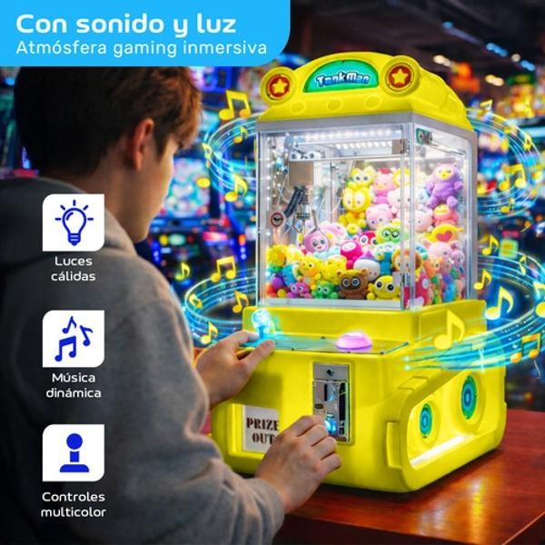 Maquina Garra Peluches Mini Doll Caza Luz Led Sonido Audiotek Amarillo image number null