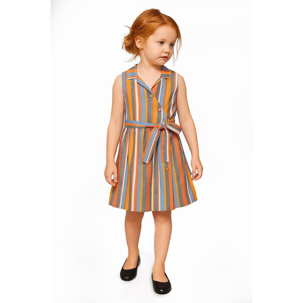 Vestido de ni&ntilde;a lino multicolor Roman Fashion /Kids, 35081 (Rayas multicolor) image number null