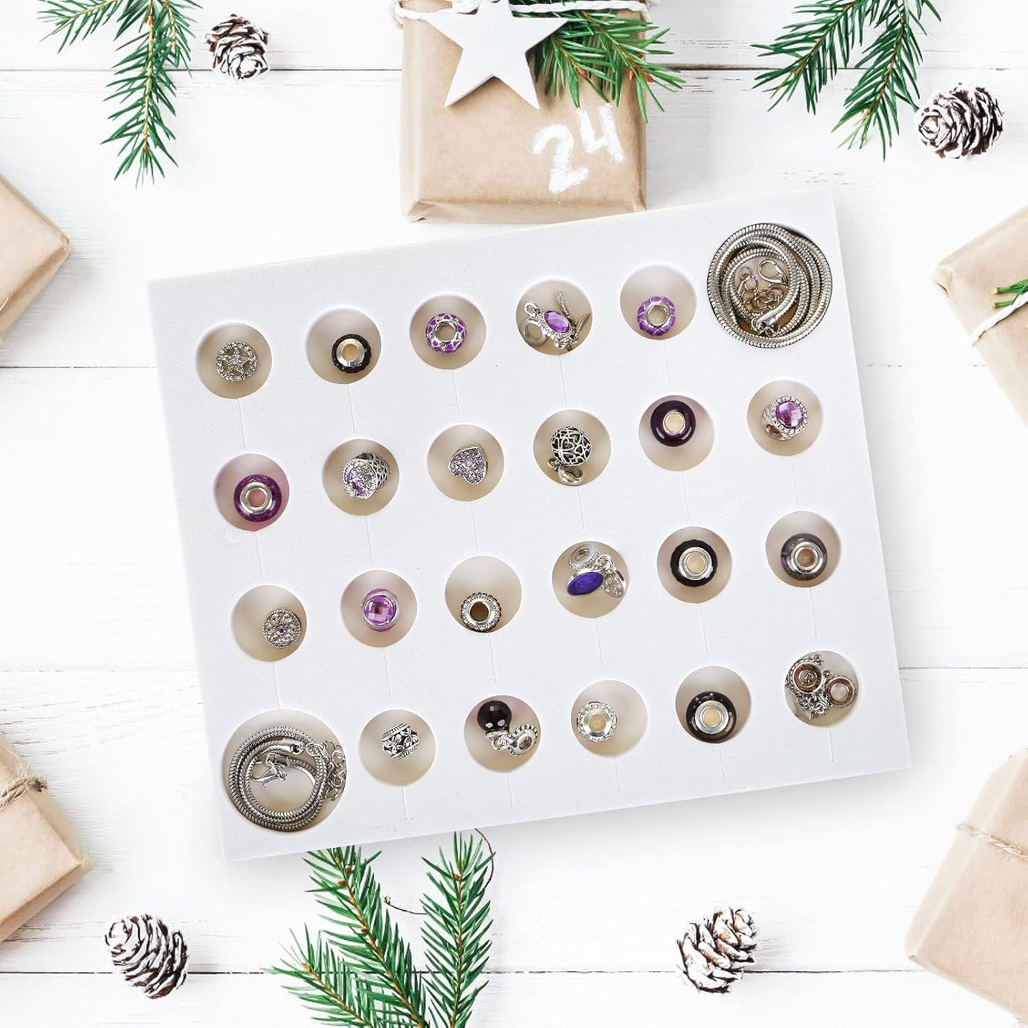 Calendario de Adviento 22 Colgantes Joyer&iacute;a + 1 Collar + 1 Pulsera de Navidad Regalo para Esposa Novia Madre y Amiga image number null