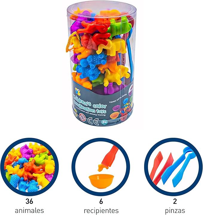 Bluelander Set de Juguetes de Clasificaci&oacute;n de Colores, 44 Piezas, Juegos Did&aacute;cticos No T&oacute;xico, Sin BPA (Animales) image number null