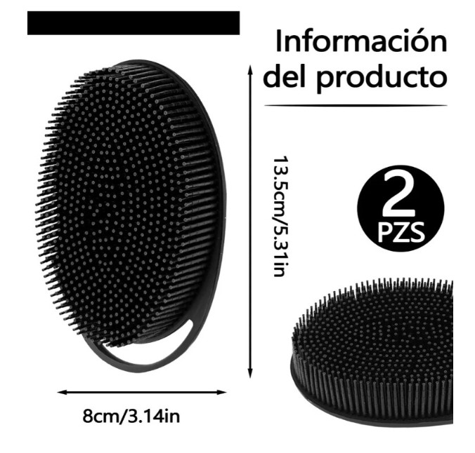 Esponja Ba&ntilde;o Cepillo Esponja Corporal De Silic&oacute;n Exfoliante Negro image number null