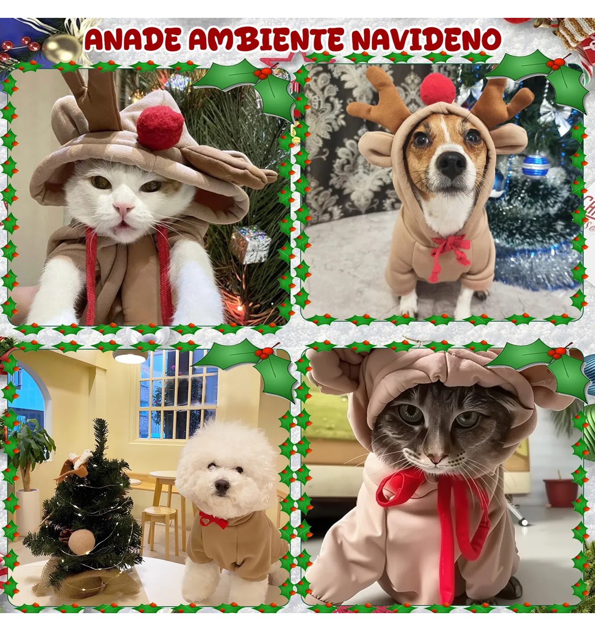 Disfraz Para Perro Reno Navidad Sudadera Con Capucha Estilo Alce S image number null