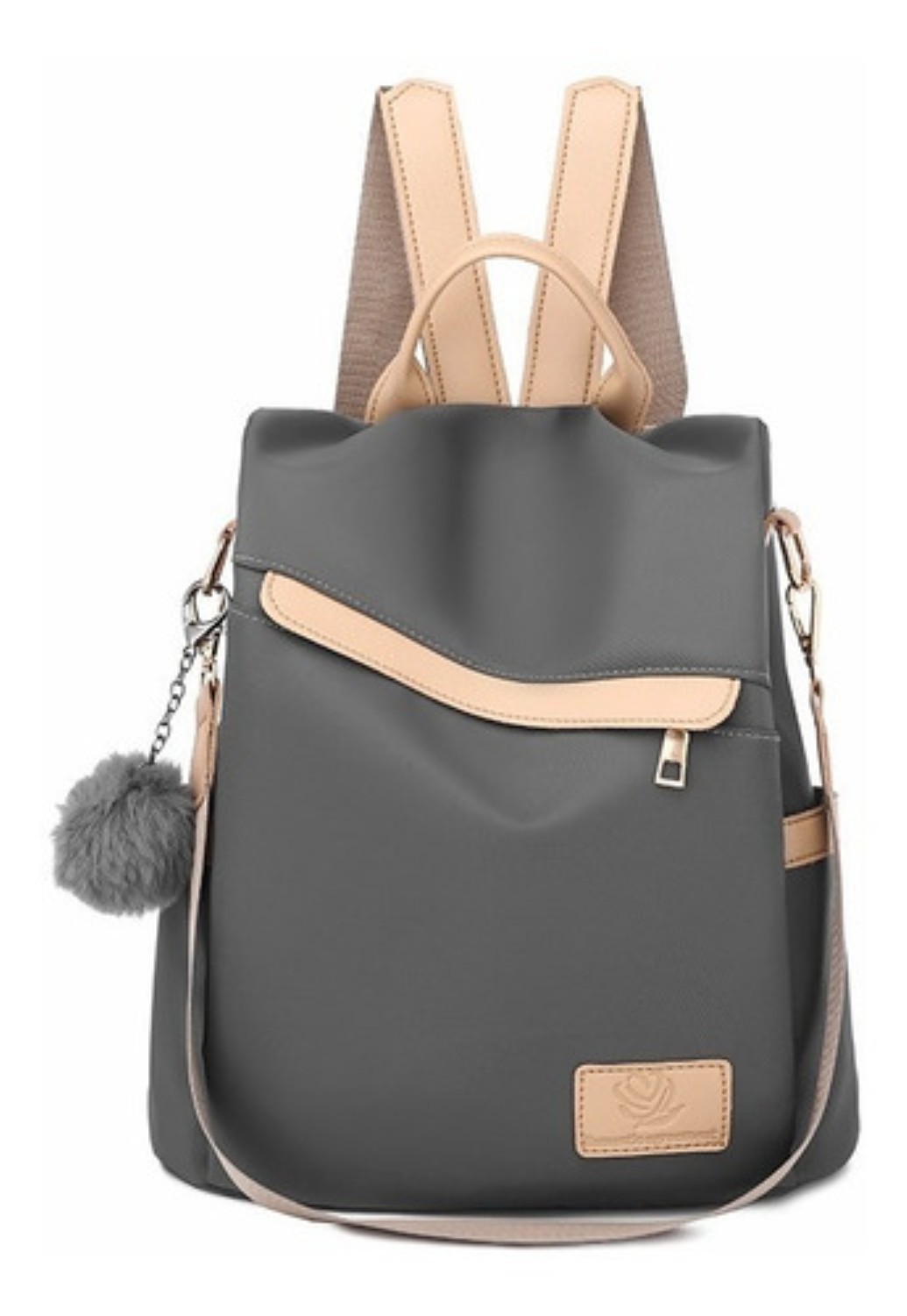 Mochila Mujer Pa&ntilde;o De Oxford Impermeable Anti-robo Monedero Gris image number null